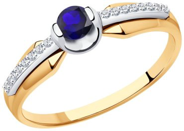 Кольцо Diamant 51-210-01504-1_17-5 размер 17.5 вес 1.94 г золото, бриллиант, сапфир купить,316673