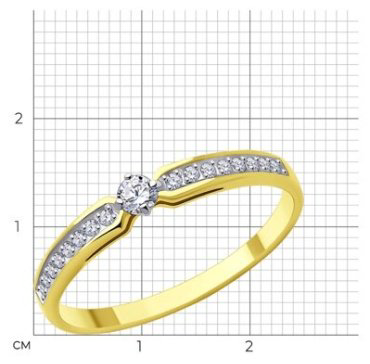 Кольцо Diamant 53-110-01964-1_16 размер 16 вес 1.25 г золото, фианит купить,NaN