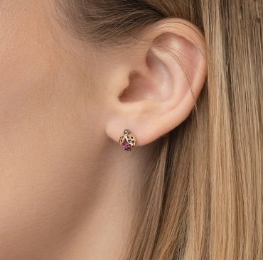 Пусеты PLATINA 02-4704-00-204-1110-75 вес 2.02 г золото, гранат, эмаль купить,NaN