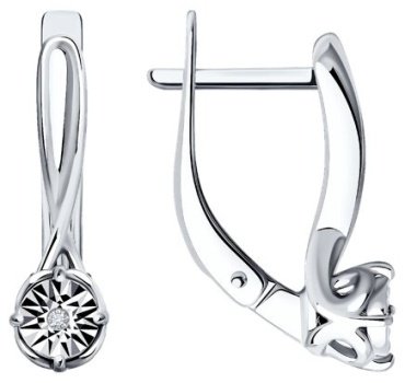 Серьги SOKOLOV 87020105 вес 2.2 г серебро, бриллиант купить,NaN