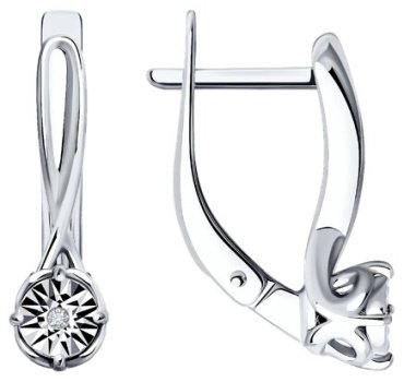 Серьги SOKOLOV 87020105 вес 2.2 г серебро, бриллиант купить,NaN