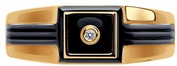 Кольцо Diamant 51-112-02238-1 размер 20 вес 3.87 г золото, эмаль купить,NaN