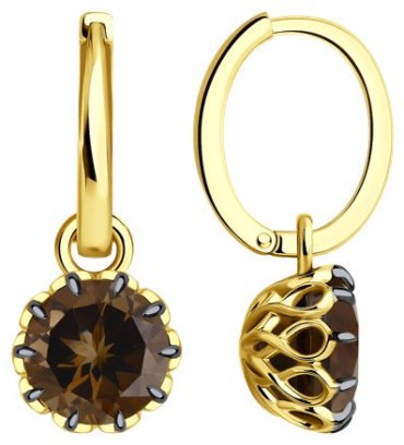 Серьги Diamant 53-321-01811-3 вес 4.01 г золото, раухтопаз купить,NaN