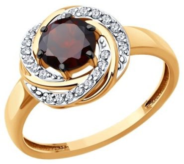 Кольцо Diamant 51-310-02281-2_18 размер 18 вес 2.68 г золото, гранат купить,NaN