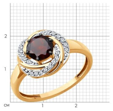 Кольцо Diamant 51-310-02281-2_18 размер 18 вес 2.68 г золото, гранат купить,NaN