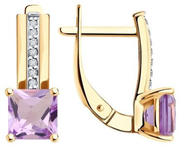 Серьги Diamant 51-320-01729-2 вес 3.37 г золото, аметист купить,NaN