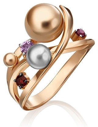 Кольцо PLATINA 01-5477-00-257-1111-76 размер 19 вес 4.35 г золото, аметист, гранат купить,NaN