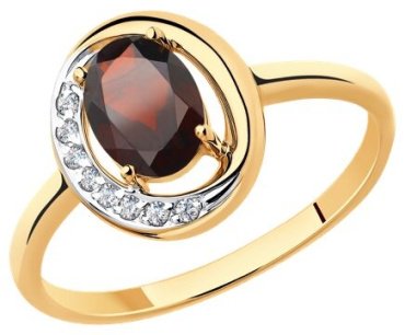 Кольцо Diamant 51-310-00224-2 размер 18 вес 1.8 г золото, фианит, гранат купить,NaN
