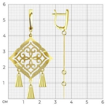 Серьги Diamant 53-121-02107-2 вес 4.03 г золото, без вставок купить,NaN