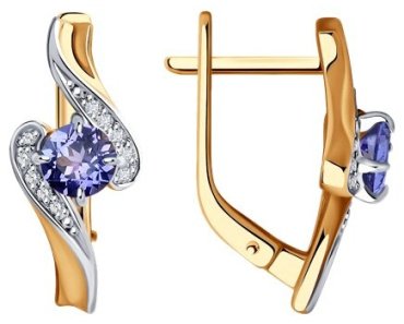 Серьги Diamant 51-220-01808-1 вес 3.43 г золото, бриллиант, танзанит купить,NaN