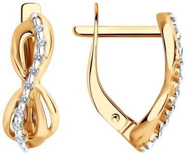 Серьги Diamant 51-120-02063-1 вес 2.45 г золото, фианит купить,NaN