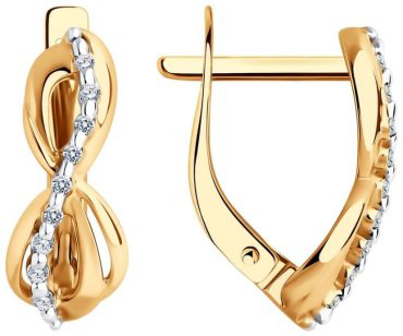 Серьги Diamant 51-120-02063-1 вес 2.45 г золото, фианит купить,NaN