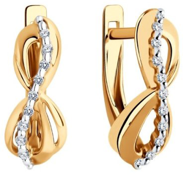 Серьги Diamant 51-120-02063-1 вес 2.45 г золото, фианит купить,NaN
