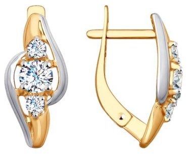 Серьги Diamant 51-120-00111-1 вес 2.7 г золото, фианит купить,NaN
