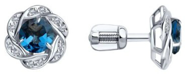 Серьги Diamant 52-322-01746-2 вес 2.25 г золото, фианит, топаз купить,NaN