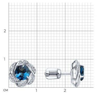 Серьги Diamant 52-322-01746-2 вес 2.25 г золото, фианит, топаз купить,NaN