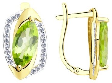 Серьги Diamant 53-320-00659-1 вес 3.61 г золото, хризолит купить,405856