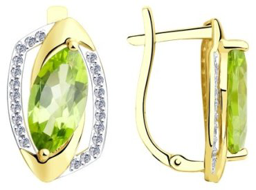Серьги Diamant 53-320-00659-1 вес 3.61 г золото, хризолит купить,405856