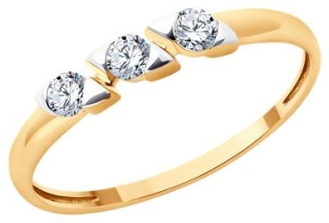 Кольцо Diamant 51-110-02316-1_17 размер 17 вес 1.12 г золото, фианит купить,NaN