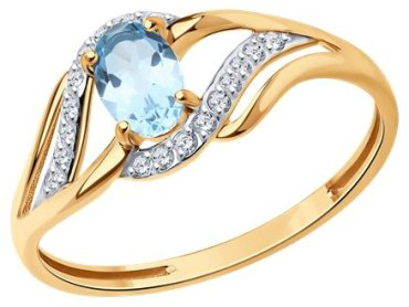 Кольцо Diamant 51-310-01702-1_17 размер 17 вес 1.39 г золото, топаз купить,NaN