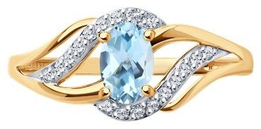 Кольцо Diamant 51-310-01702-1_17 размер 17 вес 1.39 г золото, топаз купить,NaN