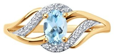 Кольцо Diamant 51-310-01702-1_17 размер 17 вес 1.39 г золото, топаз купить,NaN