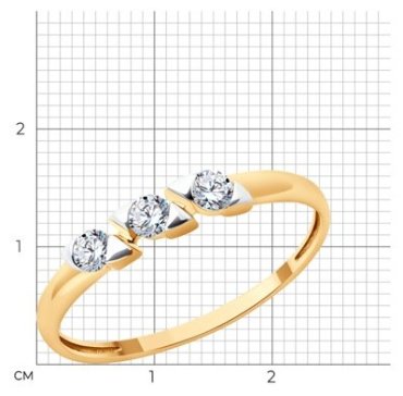 Кольцо Diamant 51-110-02316-1_17 размер 17 вес 1.12 г золото, фианит купить,NaN