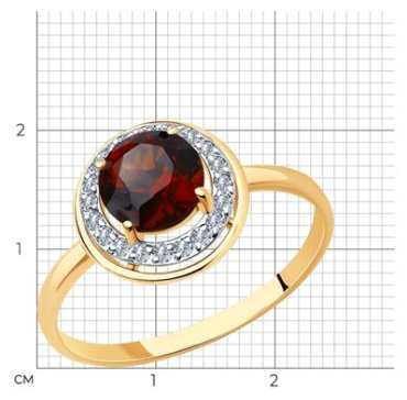 Кольцо Diamant 51-310-01426-1_19 размер 19 вес 1.68 г золото, гранат купить,NaN