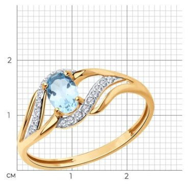 Кольцо Diamant 51-310-01702-1_17 размер 17 вес 1.39 г золото, топаз купить,NaN