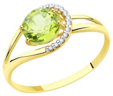 Кольцо Diamant 53-310-00220-4_18 размер 18 вес 1.54 г золото, хризолит купить,NaN