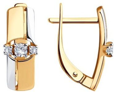 Серьги Diamant 51-120-00819-1 вес 2.39 г золото, фианит купить,NaN