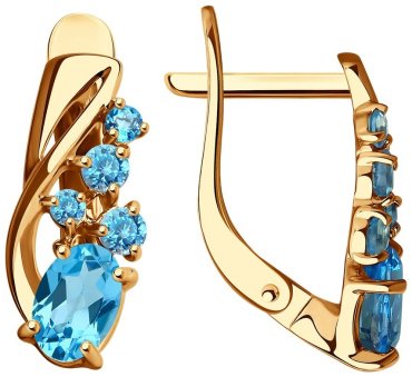 Серьги SOKOLOV 725471 вес 3.12 г золото, топаз купить,NaN