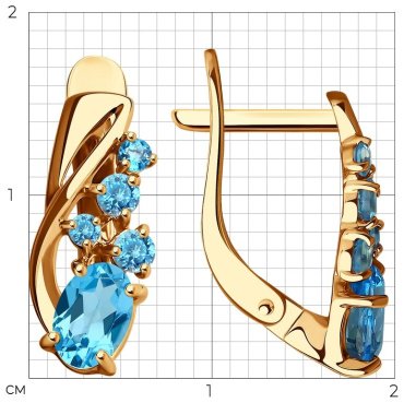 Серьги SOKOLOV 725471 вес 3.12 г золото, топаз купить,NaN