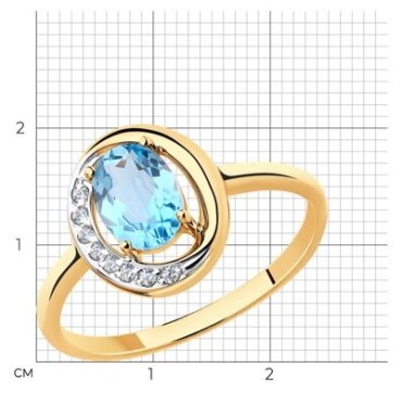 Кольцо Diamant 51-310-00224-1_18-5 размер 18.5 вес 1.85 г золото, топаз купить,NaN