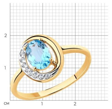 Кольцо Diamant 51-310-00224-1_18-5 размер 18.5 вес 1.85 г золото, топаз купить,NaN