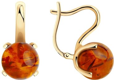 Серьги Diamant 51-320-00767-1 вес 4.32 г золото, янтарь купить,NaN