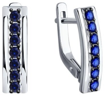 Серьги Diamant 52-220-02520-1 вес 3.09 г золото, сапфир купить,NaN