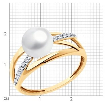 Кольцо Diamant 51-310-02277-2_195 размер 19.5 вес 2.19 г золото, жемчуг купить,NaN