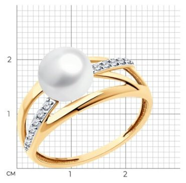 Кольцо Diamant 51-310-02277-2_195 размер 19.5 вес 2.19 г золото, жемчуг купить,NaN