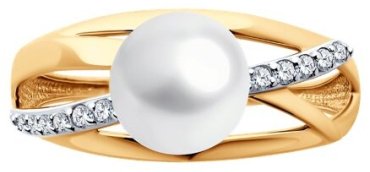 Кольцо Diamant 51-310-02277-2_195 размер 19.5 вес 2.19 г золото, жемчуг купить,NaN