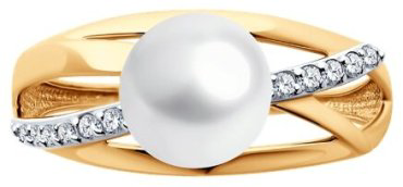 Кольцо Diamant 51-310-02277-2_195 размер 19.5 вес 2.19 г золото, жемчуг купить,NaN