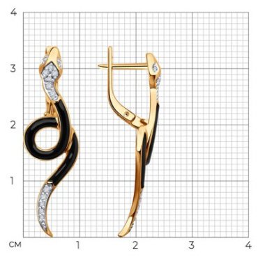 Серьги Diamant 51-220-02749-1 вес 3.81 г золото, бриллиант, эмаль купить,NaN