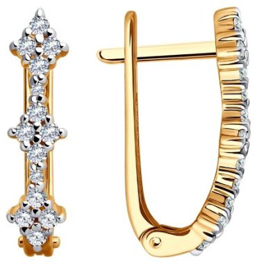 Серьги Diamant 51-120-02440-1 вес 3.07 г золото, фианит купить,NaN