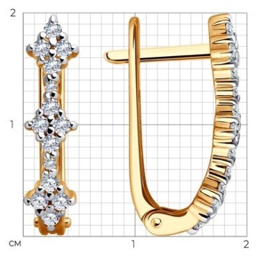 Серьги Diamant 51-120-02440-1 вес 3.07 г золото, фианит купить,NaN