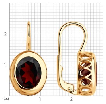 Серьги SOKOLOV 728834 вес 4.8 г золото, гранат купить,NaN