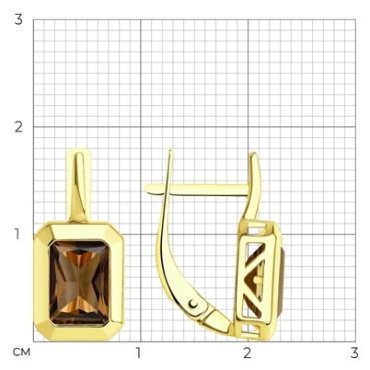 Серьги SOKOLOV 728176-2 вес 3.31 г золото, раухтопаз купить,NaN