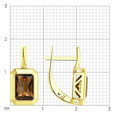 Серьги SOKOLOV 728176-2 вес 3.31 г золото, раухтопаз купить,NaN