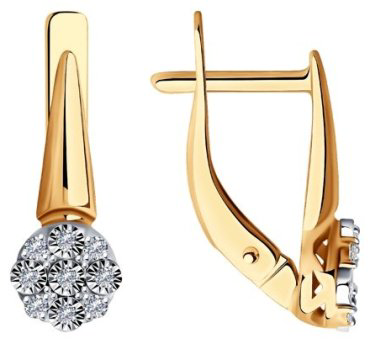 Серьги Diamant 51-220-01297-1 вес 2.16 г золото, бриллиант купить,352256