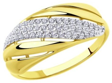 Кольцо Diamant 53-110-00233-1_17-5 размер 17.5 вес 2.15 г золото, фианит купить,NaN