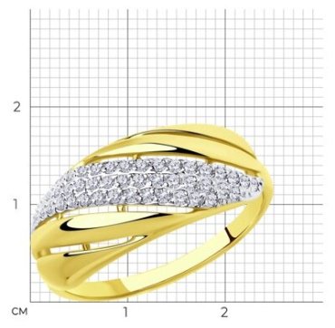 Кольцо Diamant 53-110-00233-1_17-5 размер 17.5 вес 2.15 г золото, фианит купить,NaN